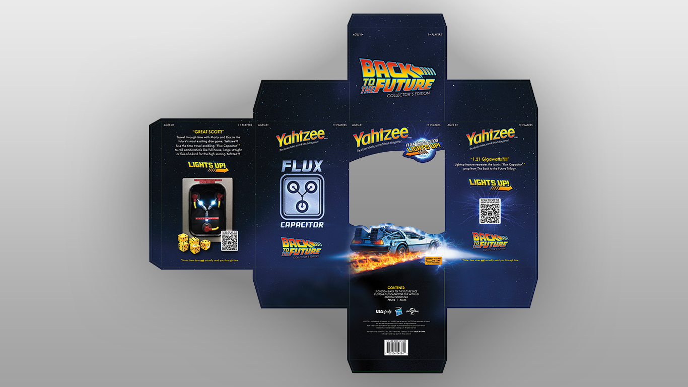 Back to the Future Yahtzee Packaging