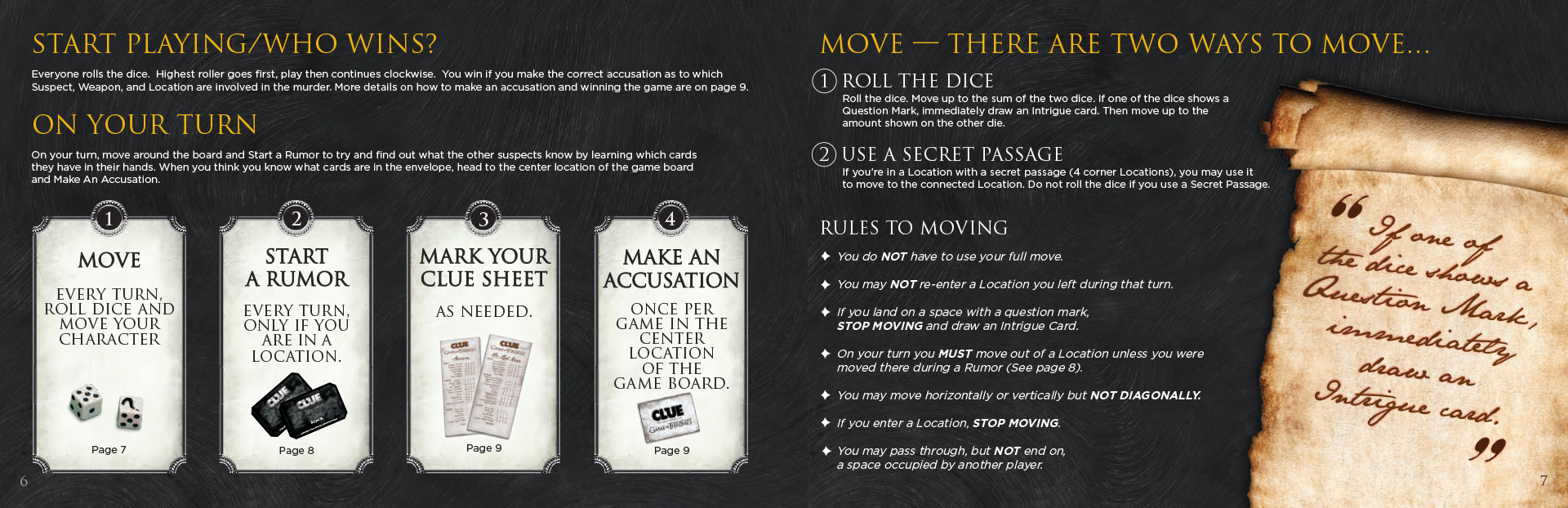 Game of Thrones Clue Rules